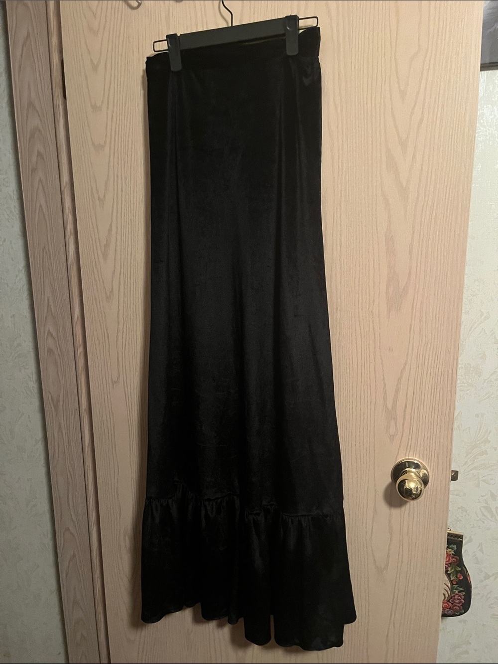 Flowing Black Maxi Skirt with Ruffle Hem